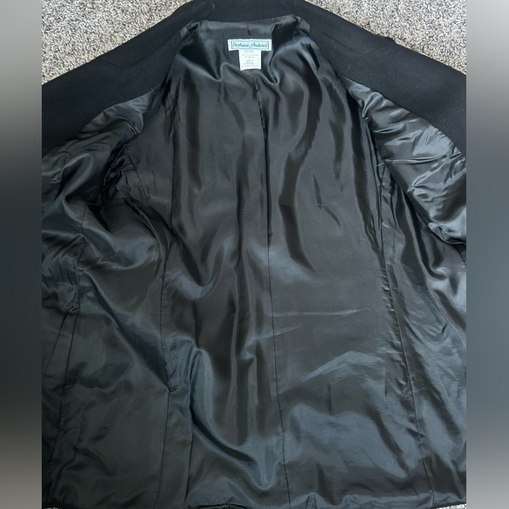 Vintage Stephanie Andrews 100% Wool Black Blazer Women’s size 8 - Picture 10 of 11